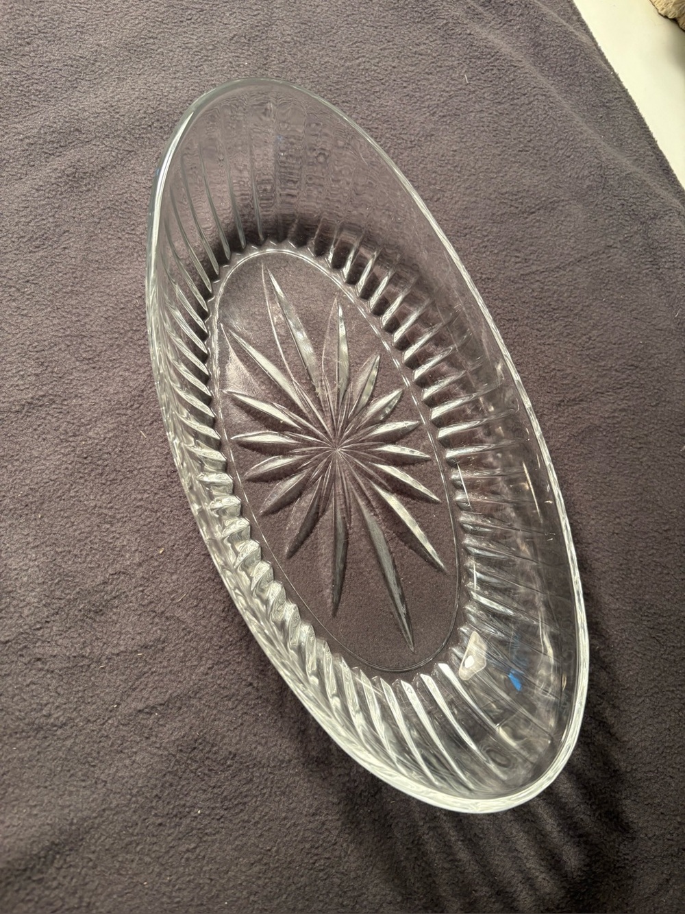 Vintage Princess House highlights lead crystal oval serving dish